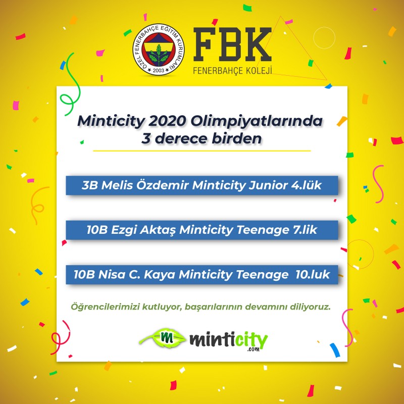 Minticity 2020 Olimpiyatlarında 3 Derece Birden